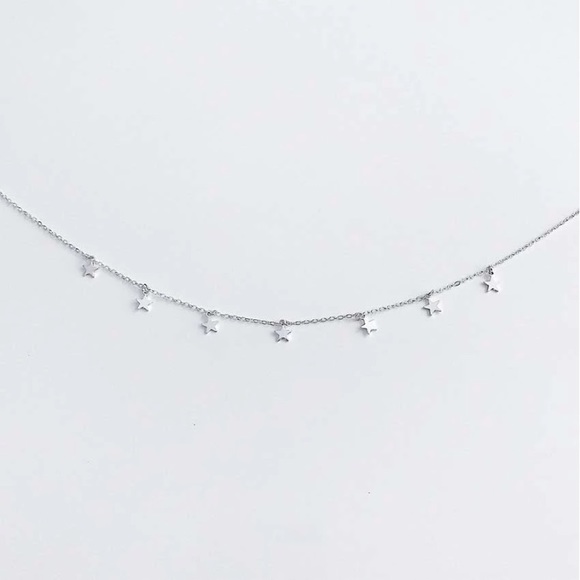 Silver Dainty Star Dangle Charm Necklace - Picture 2 of 3